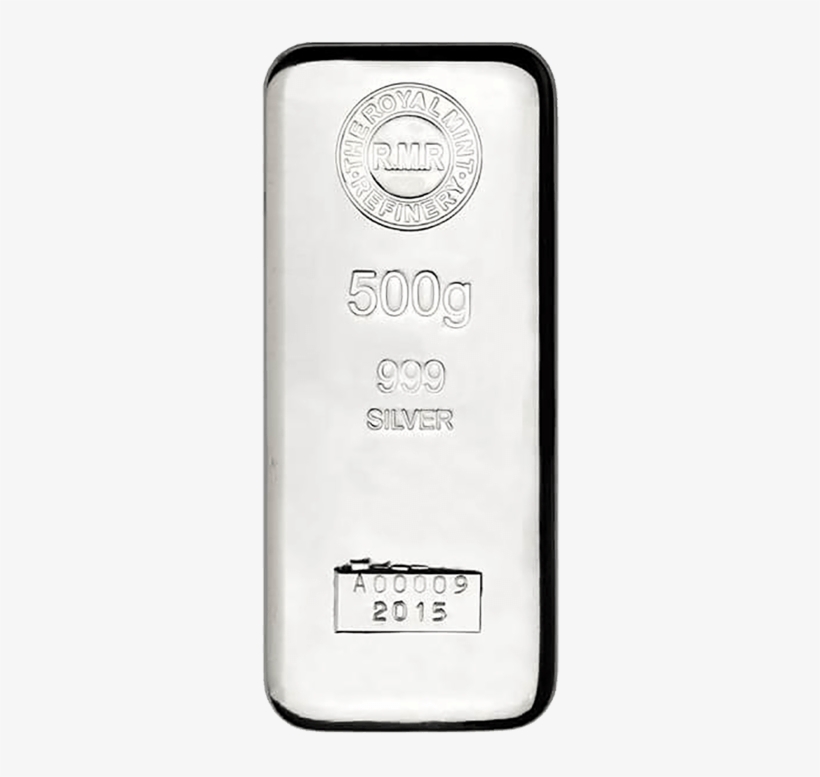 500 G Silver Bar Cast - Silver, transparent png #5553291