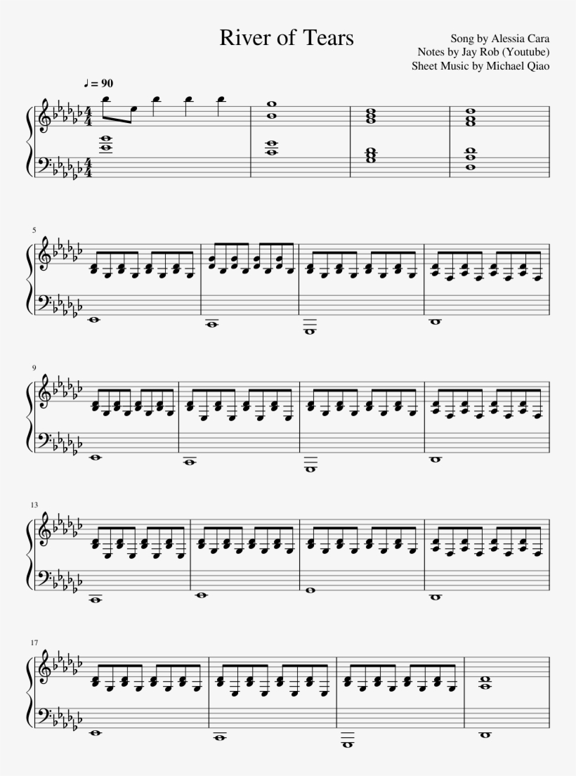 River Of Tears Sheet Music Composed By Song By Alessia - Bts Blood Sweat And Tears Flute Sheet Music, transparent png #5554445