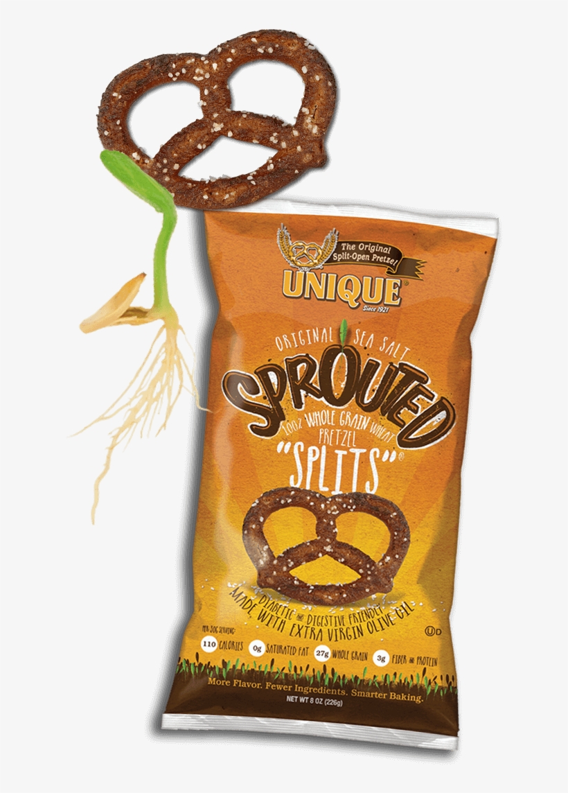 Super Sprouts - Unique - Sprouted 100 Whole Grain Pretzel Splits Original, transparent png #5554768