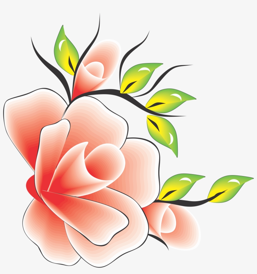 Flor Rosa Com Amarelo Verde Para Adesivo Artesanal - Flower Drawing Color  Art - Free Transparent PNG Download - PNGkey