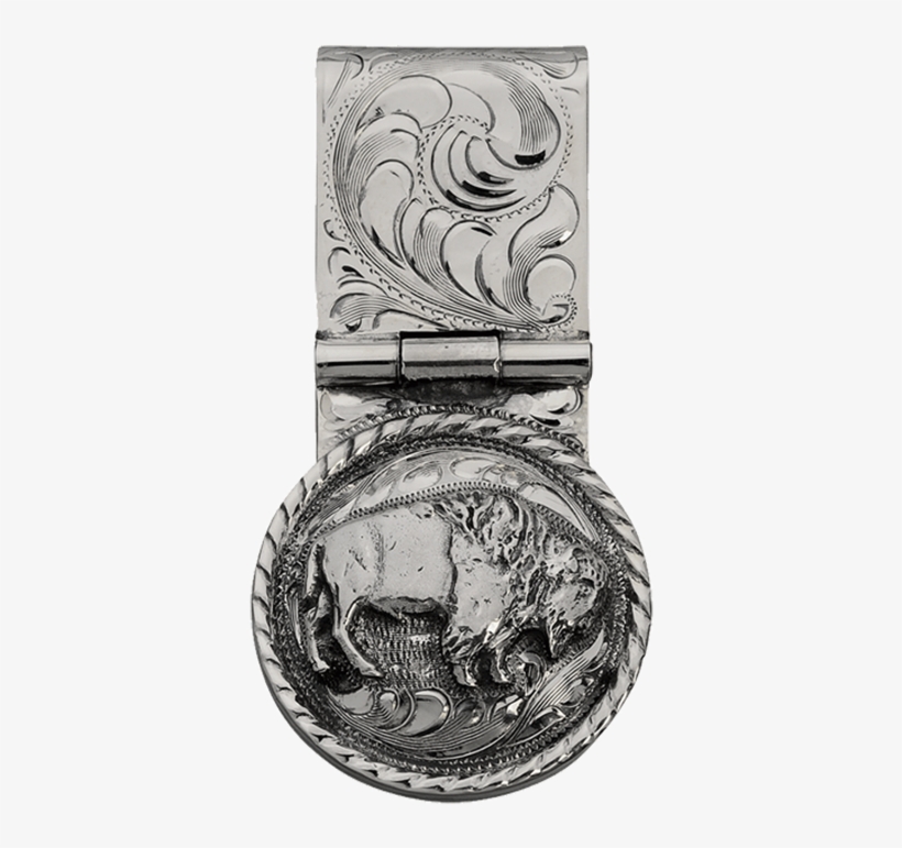 American - Vogt Silversmiths Men's Silver Bison Western Money, transparent png #5559542