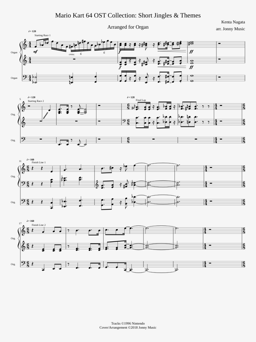 Mario Kart 64 Ost Collection Sheet Music Free Transparent Png Download Pngkey