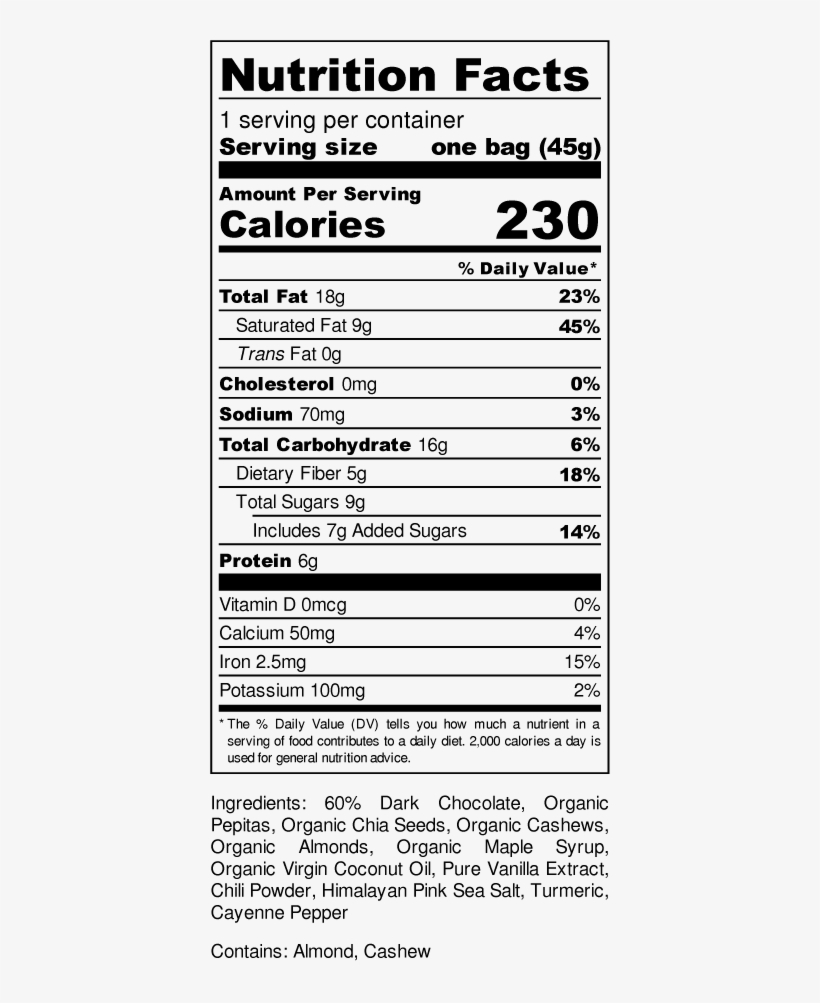 Dark Chocolate Bark Nutrition Label - Nutrition Label High Protein, transparent png #5569375