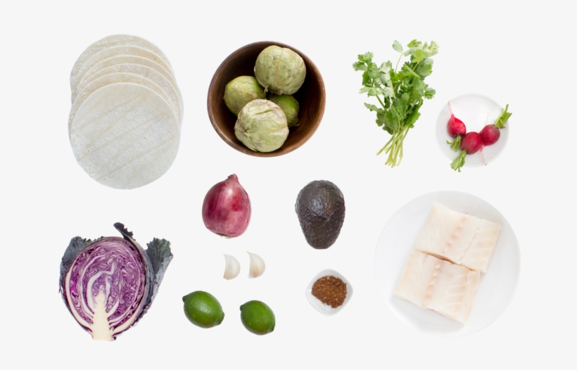 Crispy Fish Tacos With Salsa Verde & Red Cabbage Slaw - Taco, transparent png #5571245