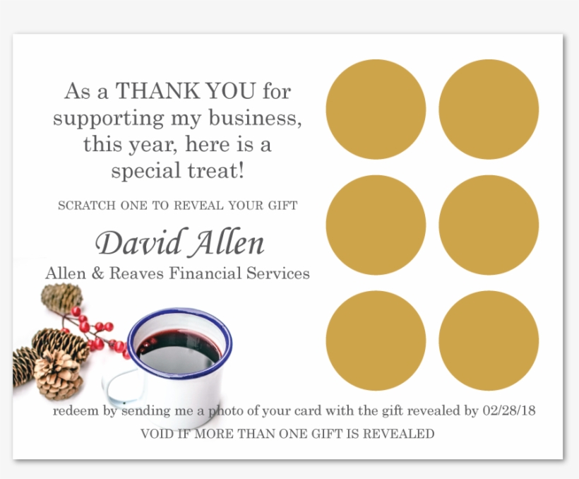 Cup Of Coffee Gift Card Scratcher With Pine Cones And - Gift Card, transparent png #5580014
