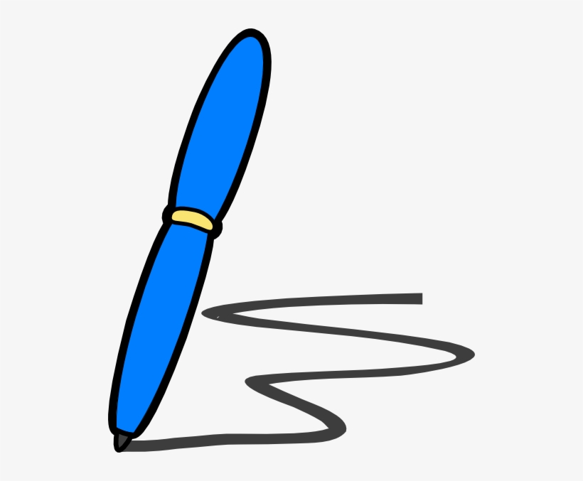 Blue Pen Write Clip - Writing With A Pen Clipart, transparent png #5580503