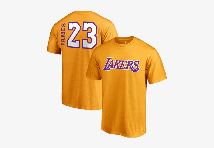 Los Angeles Lakers Lebron James Side Sweep Player T-shirt - Lebron James Lakers Shirt, transparent png #5581010