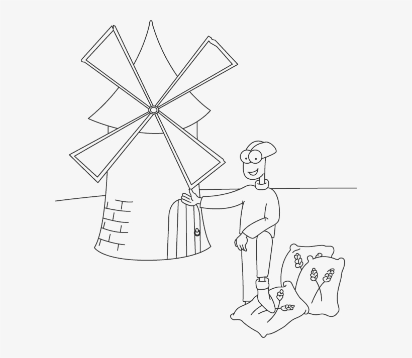 Old Mill - Coloring Page Mill, transparent png #5592679