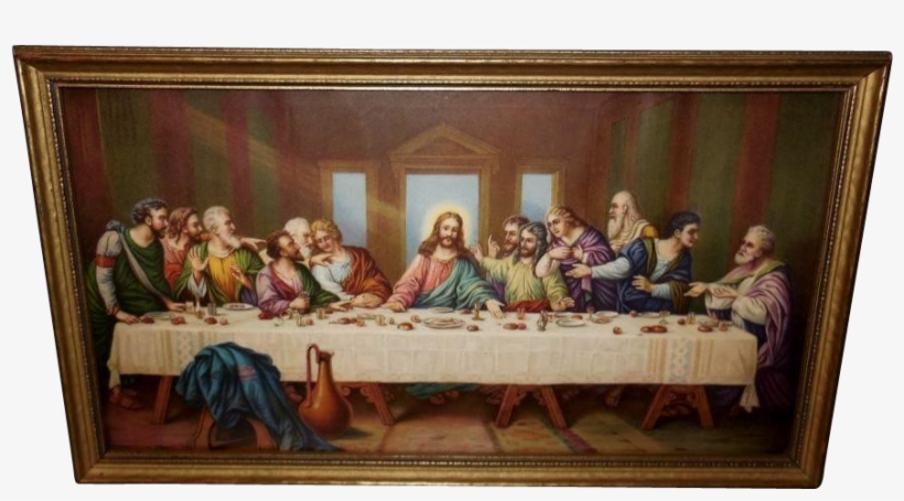 The Last Supper Vintage Print In Gold Wood Frame - Vintage Last Supper Print, transparent png #5594691