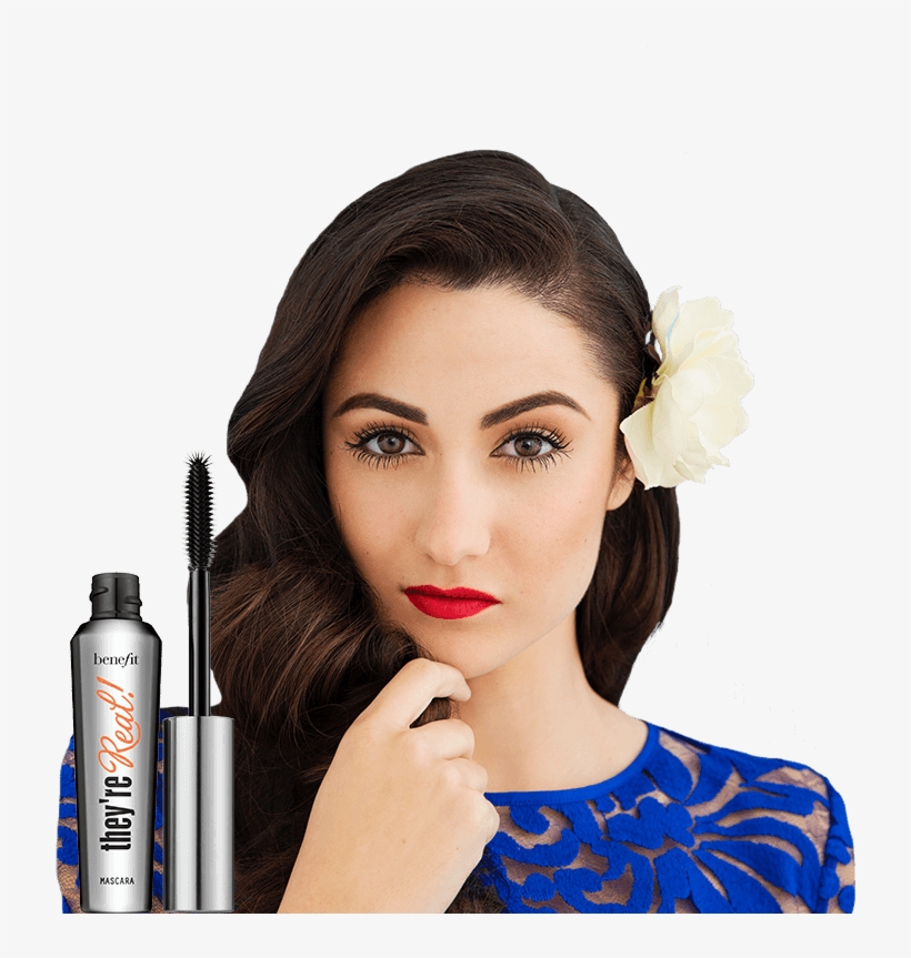 Re Real Mascara With Model - Benefit Cosmetics They're Real! Primer & Mascara, transparent png #5595753