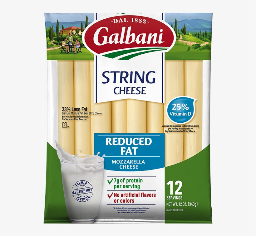 Reduced Fat Mozzarella String Cheese - Galbani Mozzarella String Cheese, transparent png #5597826