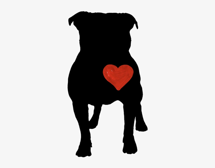 Pitbull Dog Loveit Black Heart Red Pet - Staffordshire Bull Terrier Silhouette Png, transparent png #561195
