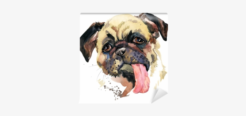 Funny Puppy Watercolor Illustration Wall Mural • Pixers® - Dog, transparent png #561483