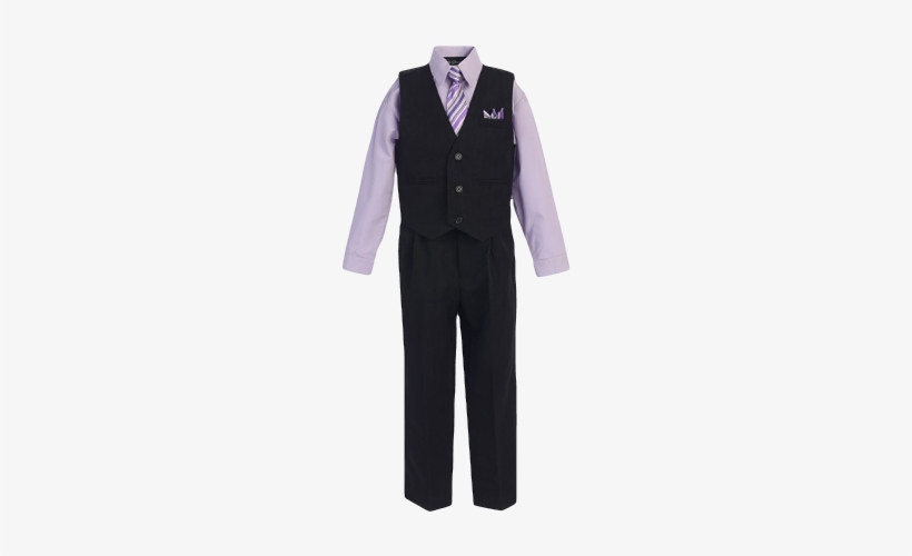 Boys Pinstripe Vest Suit With Lilac Shirt And Tie - Bello Giovane Lilac Pinstrip 4 Pieces Vest Suit Set, transparent png #562616