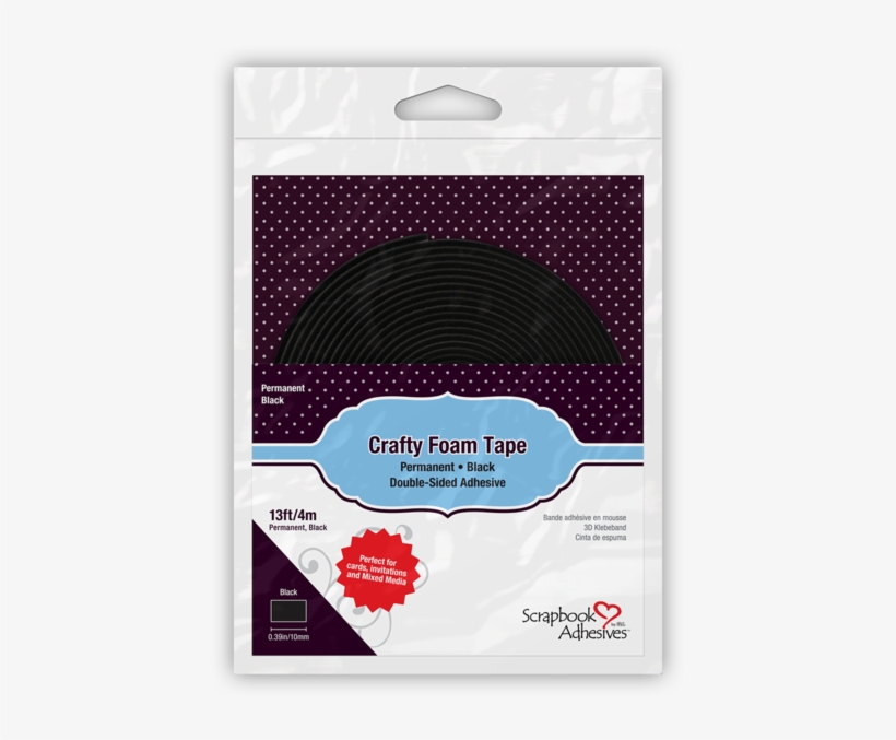 Crafty Foam Tape Black - 3l Scrapbook Adhesives Mounting Squares Repositionable, transparent png #562618