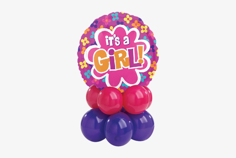 Its A Girl Floral Round Pink Balloon - Pink Balloons Its A Girl Png, transparent png #563227