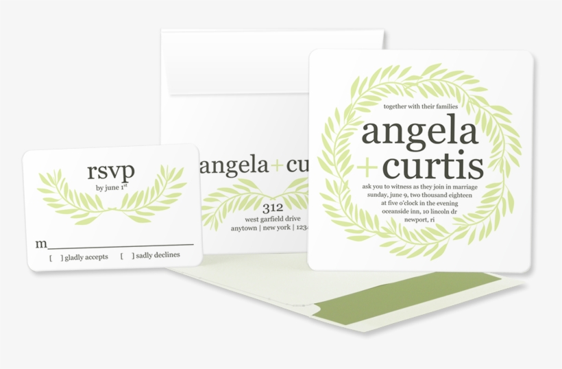 Leaf Garland Wedding Invitation - Wedding Invitation, transparent png #563331