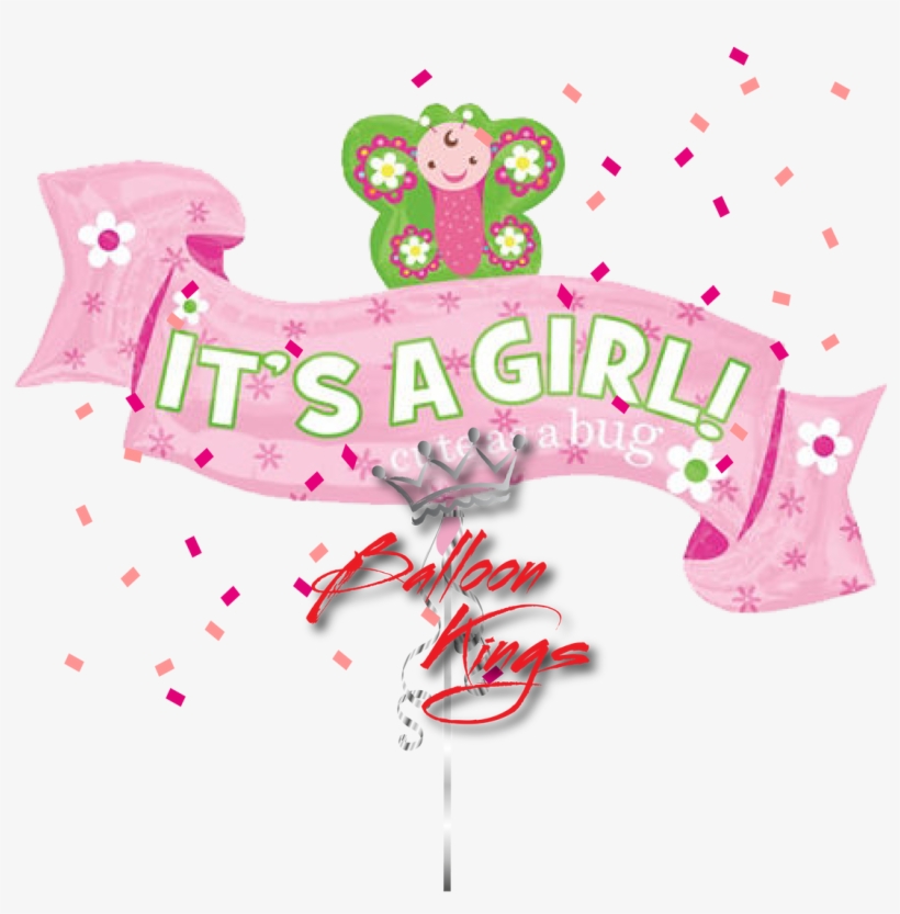 Its A Girl Butterfly Ribbon - 40" Supershape Welcome Little One - Girl Balloon -, transparent png #563827