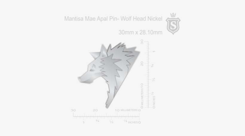 Mantisa Mae Apal Pin- Wolf Head Silver 30mm - Miniature Siberian Husky, transparent png #564254