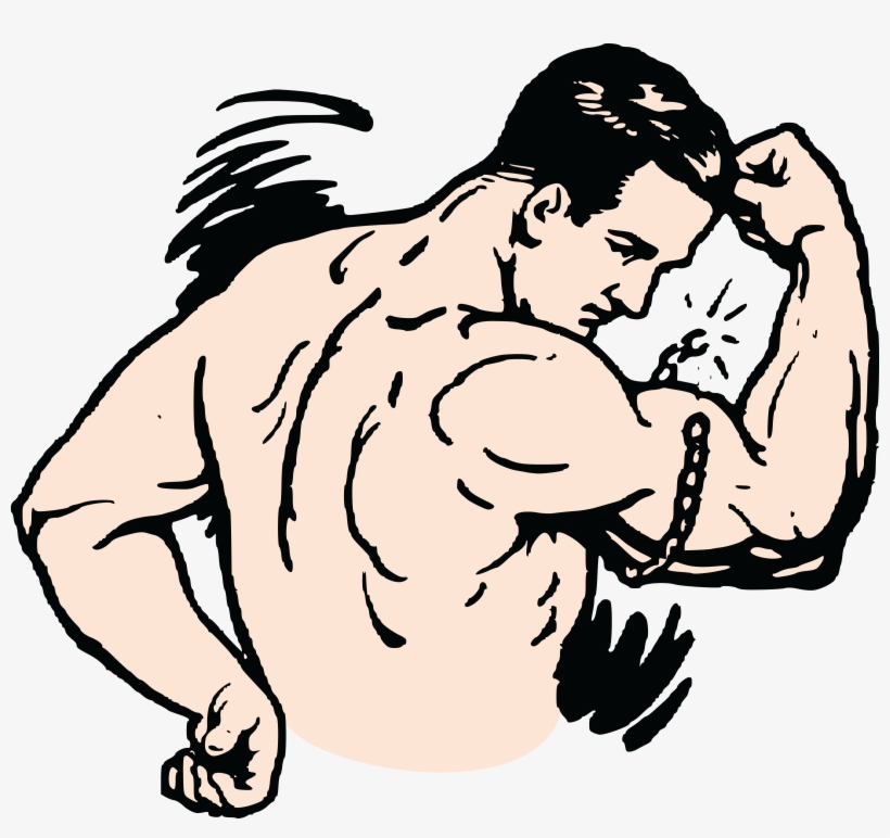 Free Clipart Of A Man Flexing And Breaking A Chain - Muscles Clipart, transparent png #567290