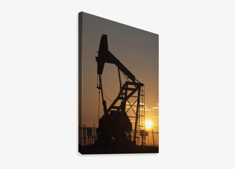 Silhouette Of Pumpjack With The Orange Glow Of The - Silhouette Of Pumpjack With The Orange Glow Rprint, transparent png #567942
