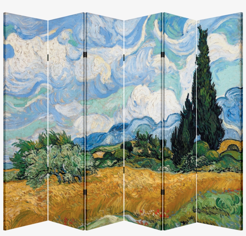 6 Panel Folding Screen Canvas Divider- Wheatfield With - Wheat Field With Cypresses, transparent png #568633