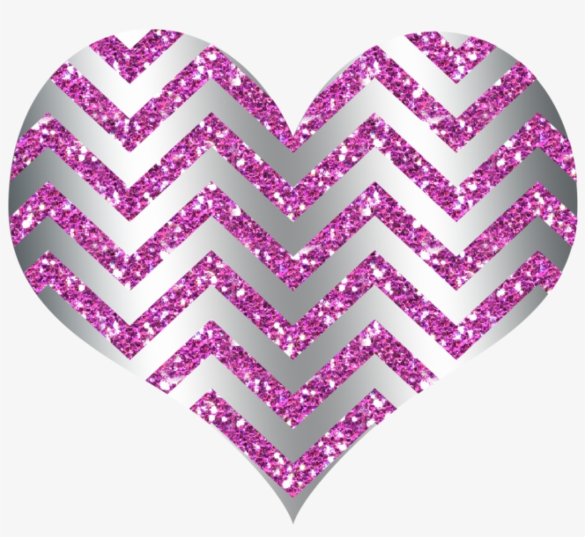 Chevron Heart Glitter Pink Silver - Textile, transparent png #569462