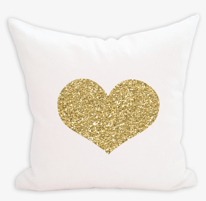 Glitter Gold Heart Pillow Cover - Cushion, transparent png #569597