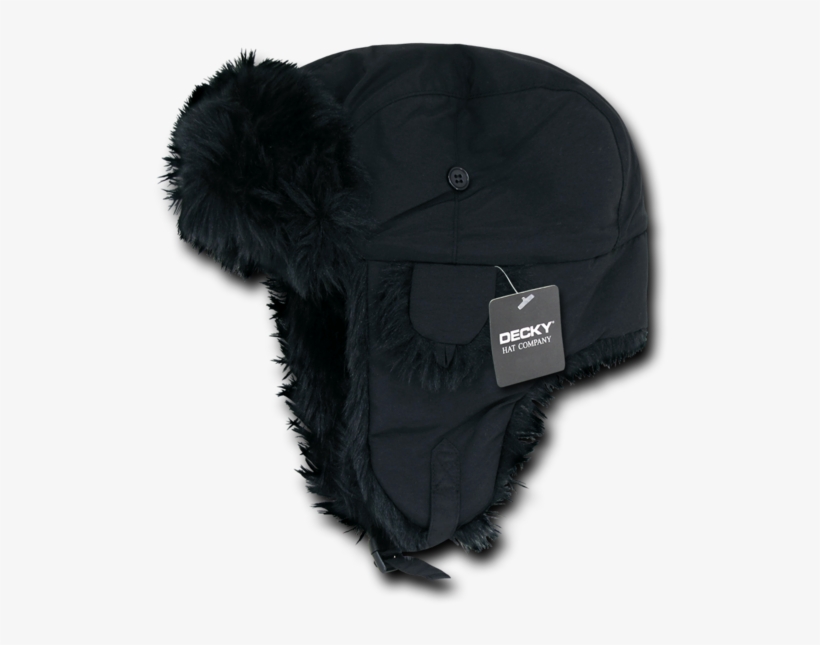 Black Faux Fur Hat Flap, transparent png #5600989