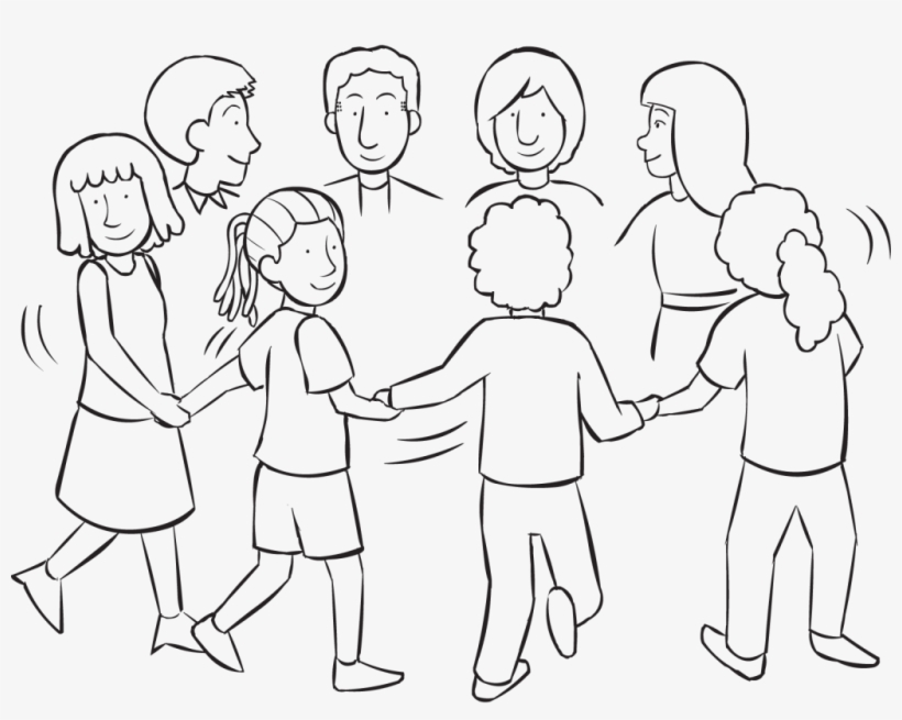 Back People Holding Hands In Circle Rotating Quickly - Line Art, transparent png #5602031