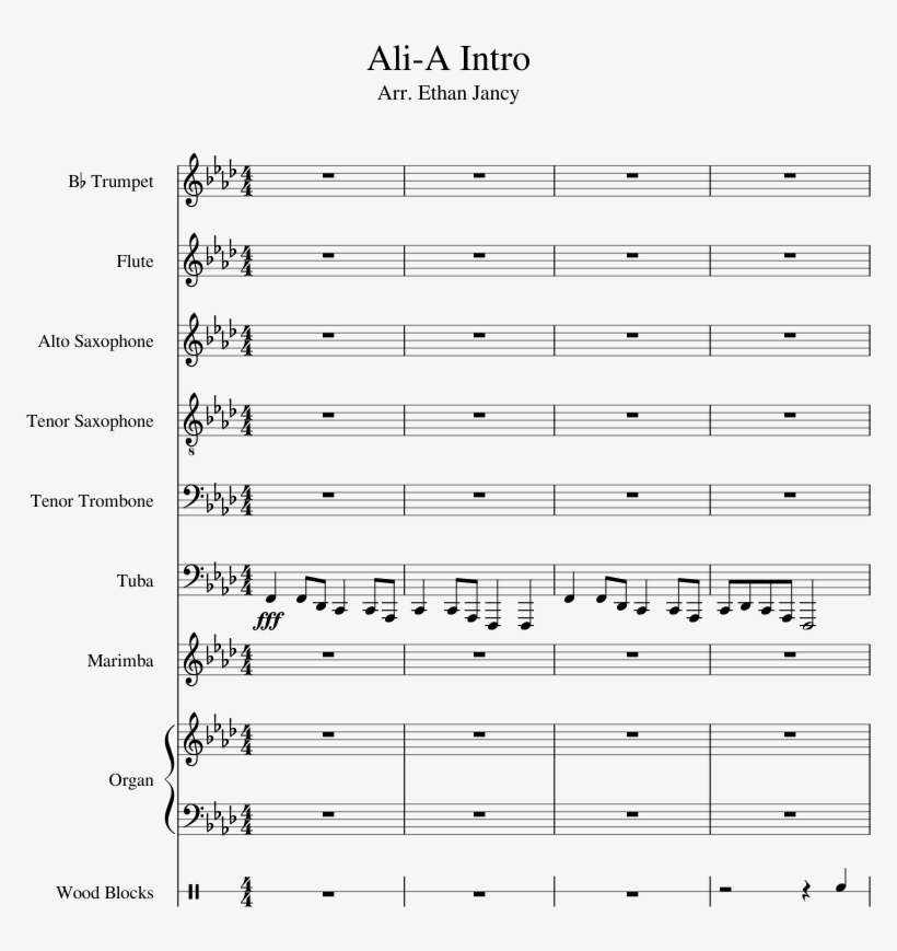 Ali-a Intro Sheet Music For Flute, Trumpet, Alto Saxophone, - Trumpet, transparent png #5604349