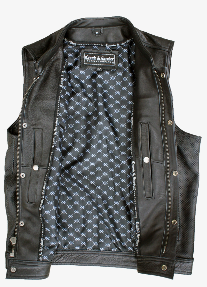 Perforated Leather Vest Open - Leather Vest Open, transparent png #5605315