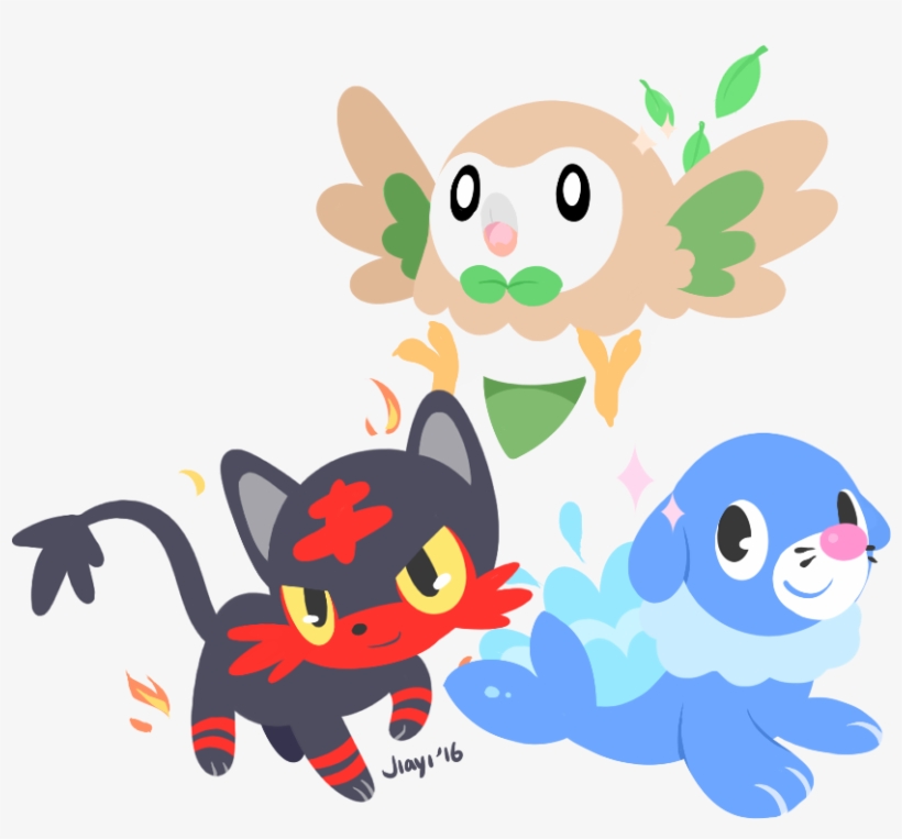 Rowlet, Litten And Popplio I Can't Choose Between Them - Litten Popplio And Rowlet, transparent png #5606148