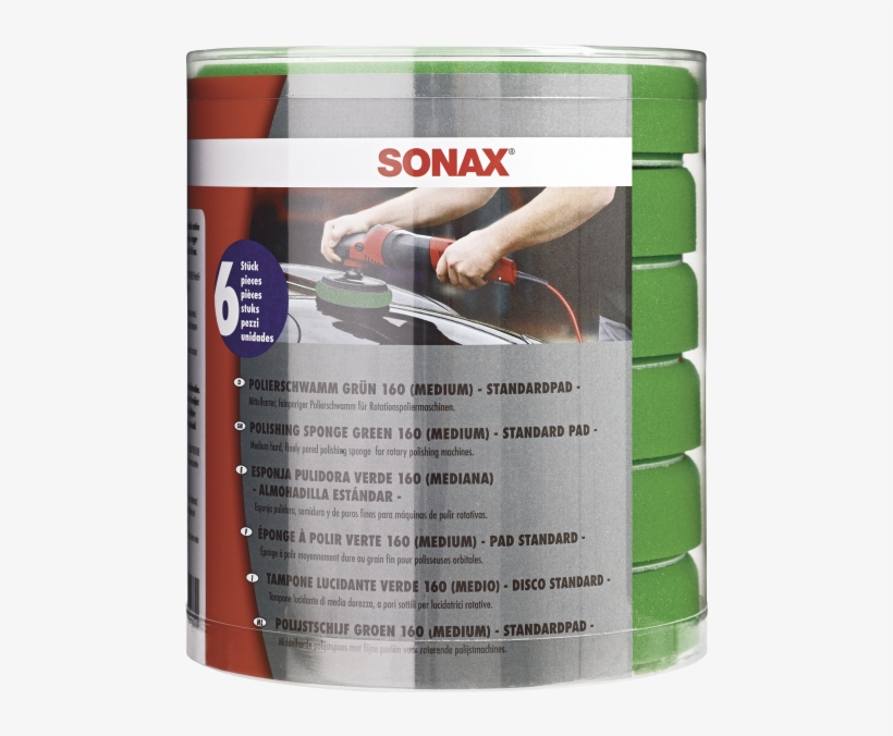 Sonax Polishing Sponge Green 160 Six-pack - Sonax (417100) Windscreen Sponge, transparent png #5607301