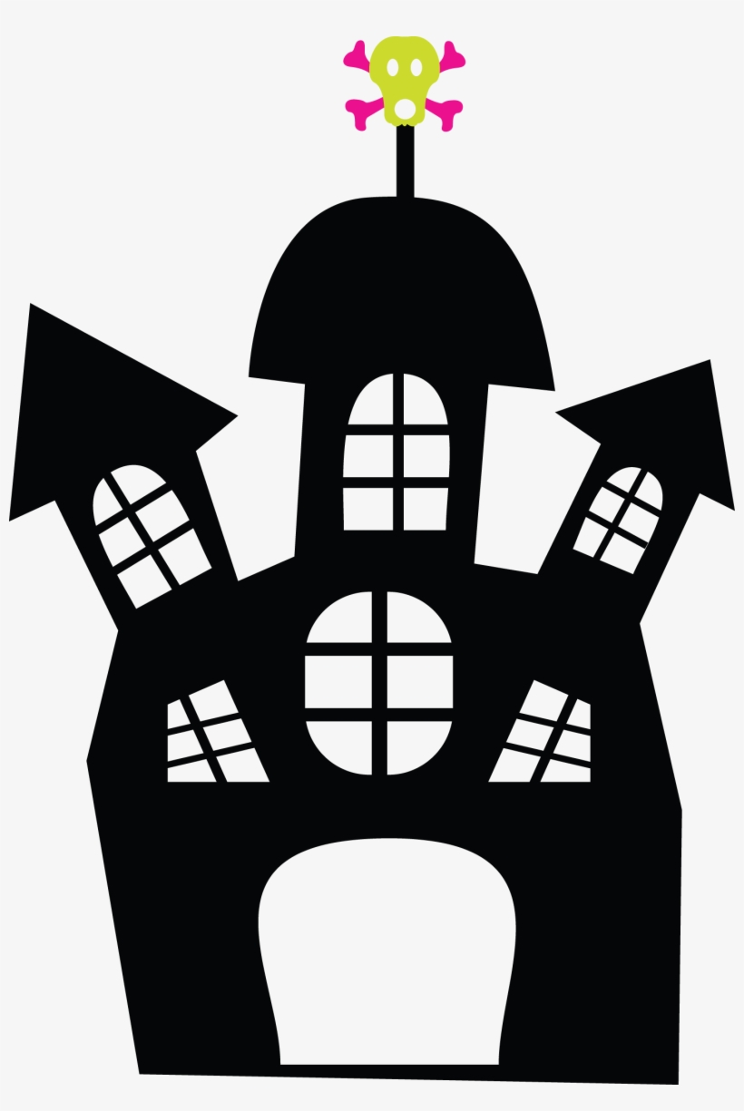 Halloween - Hauntedhouse - Minus - Clip Art - Halloween Haunted House Cliparts Black And White, transparent png #5608898