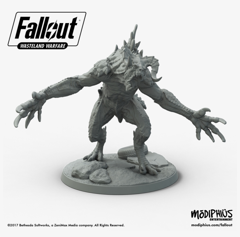 Fo Promo Deathclaw No Background Black Text Low - Fallout Wasteland Warfare Miniatures, transparent png #5619497