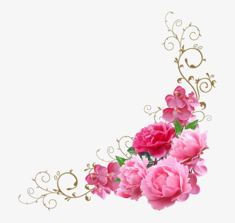 Image Transparent Download Forgetmenot Flowers Peonies - Corner Pink ...