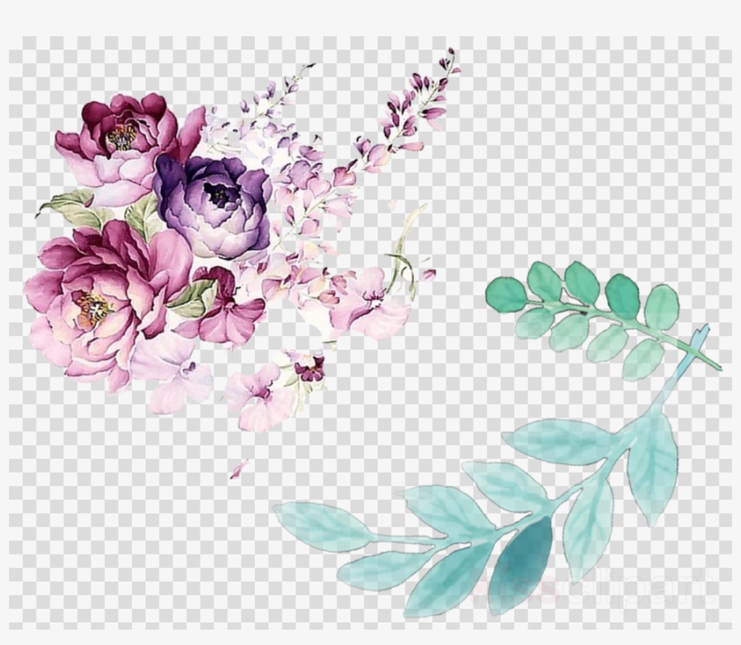 Lilac Flower Watercolor Png Clipart Watercolor - Leaves And Flowers Watercolor Png, transparent png #5632621