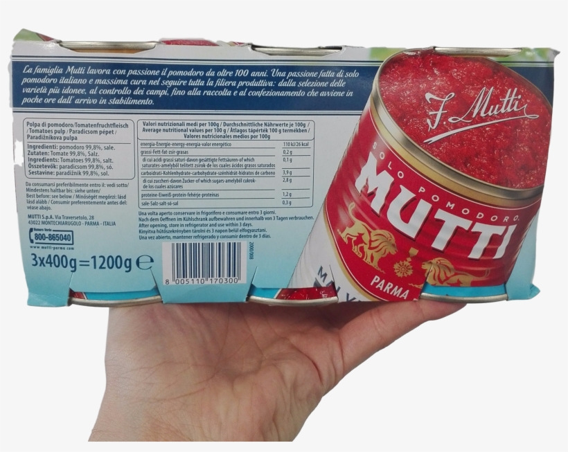 Mutti Gr 400 X 3 Finely Chopped Pulp Tomato In Tin, transparent png #5634958