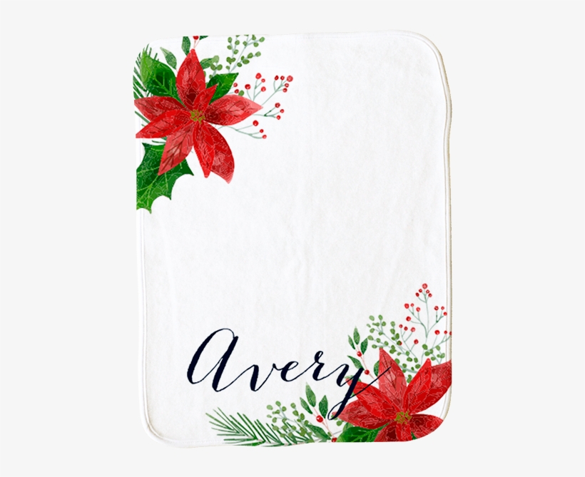 Personalized Poinsettias Burp Cloth - Textile, transparent png #5635756