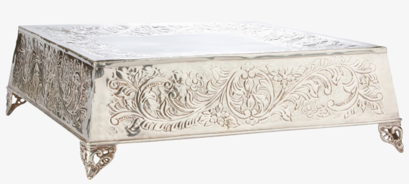 Embossed Silver Cake Stand - Coffee Table, transparent png #5637062