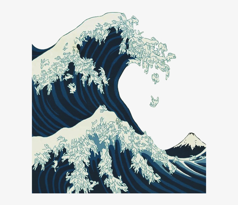 #png Тян #png #sticker #vaporwave #vhs - Great Wave Off Kanagawa Rabbits, transparent png #5638961