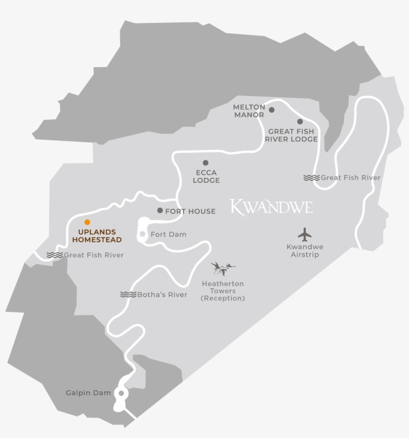 Uplands Homestead Map - Kwandwe Private Game Reserve, transparent png #5639858
