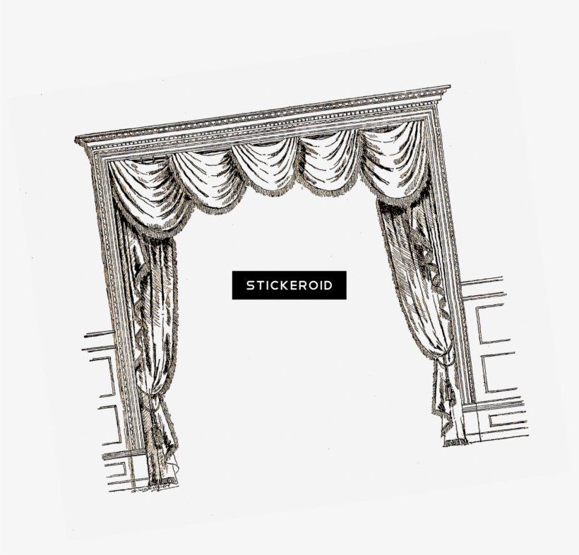 Open Door With Curtains - Curtain Para Colorear, transparent png #5640176