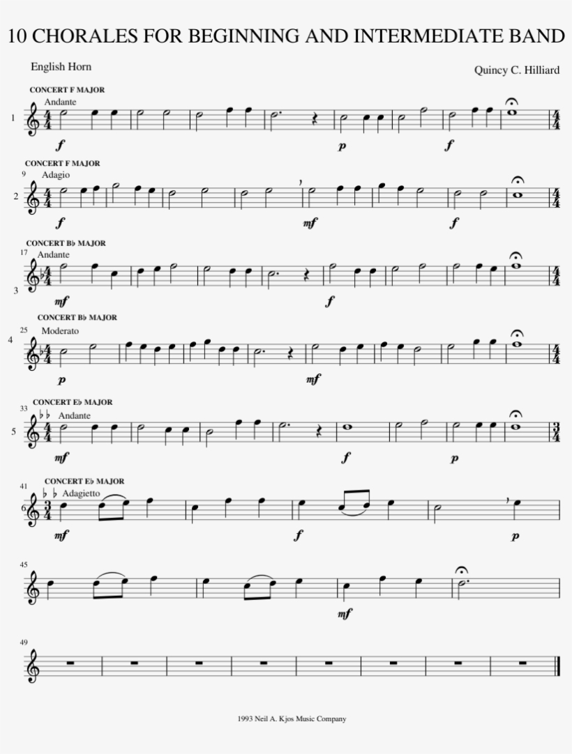 10 Chorales For Beginning And Intermediate Band Sheet - Ten Chorales For Beginning And Intermediate Band, transparent png #5644112