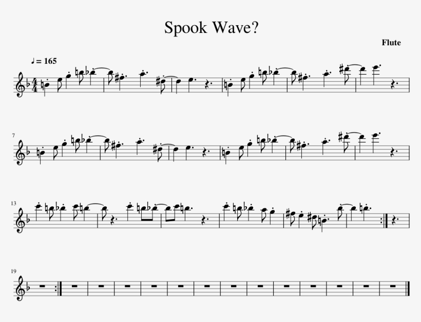 Spook Wave Sheet Music 1 Of 1 Pages - We Are Number One Flute Notes, transparent png #5645670