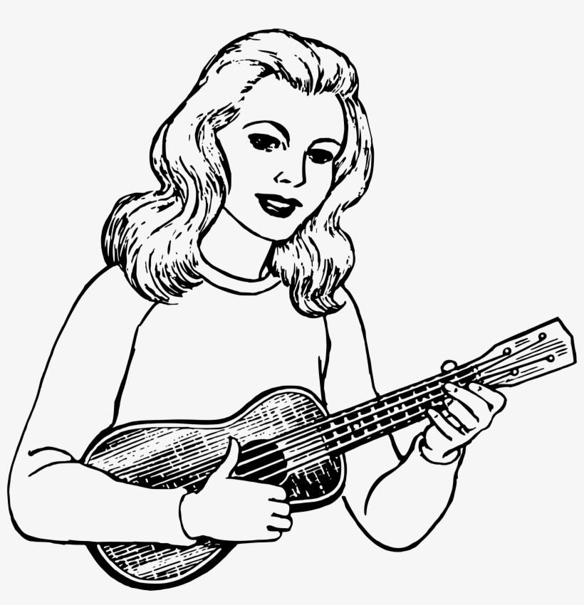 Big Image - Ukulele Clipart Black And White, transparent png #5647354