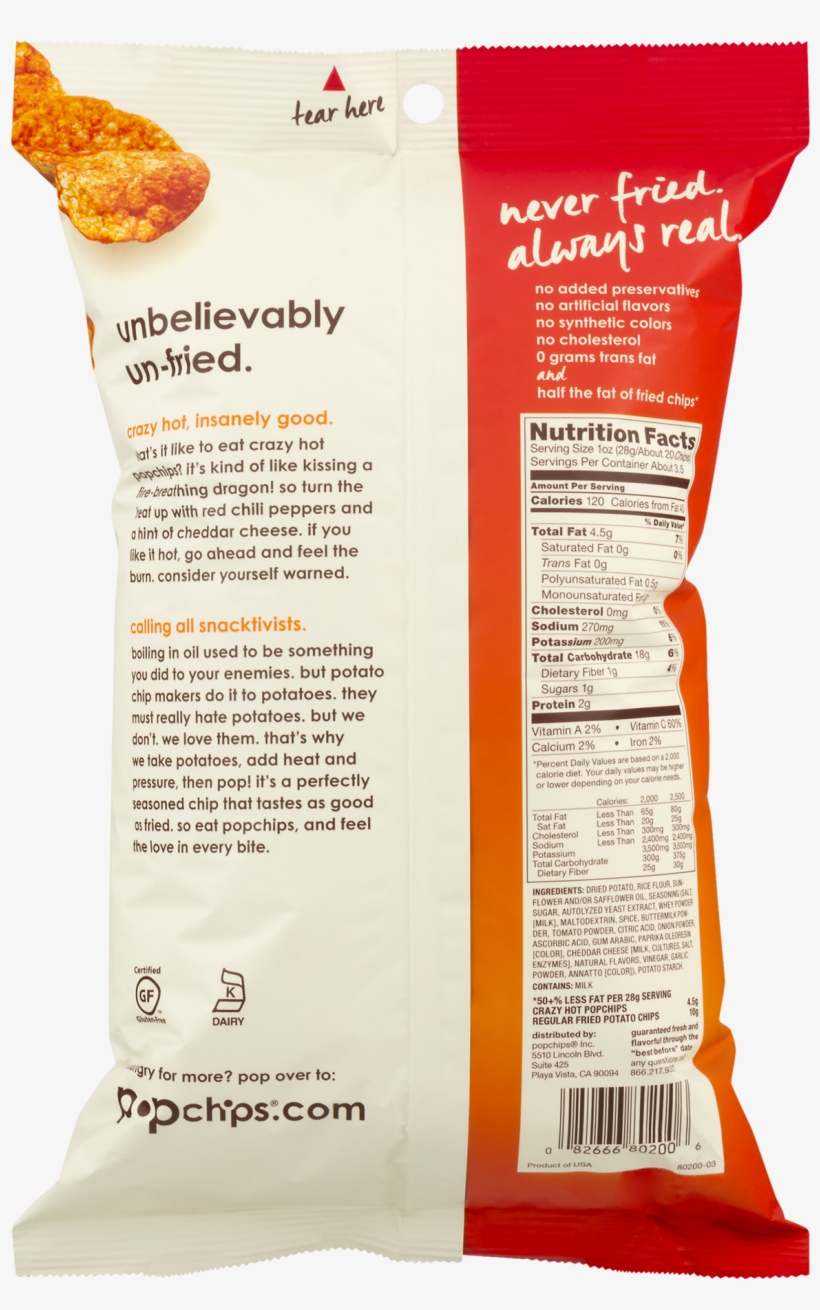 Pop Chips 5 Oz Nutrition, transparent png #5649297