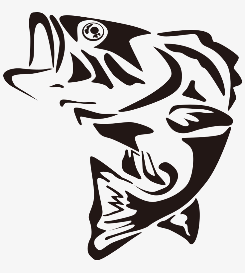 Largemouth Bass Fishing Clip Art - Bass Fishing Clip Art Black And White, transparent png #5655389