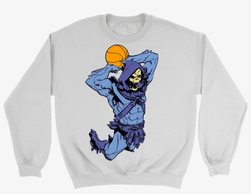 Crewneck Sweatshirt / White / S Dunking Skeletor Sweatshirt - Vizsla Ugly Christmas Sweater. Unisex Sweatshirt. Dog., transparent png #5657933